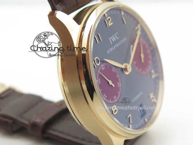 MIROTIME 0331 Portuguese Real PR IW500127 RG ZF 1:1 Best Edition Grey Red Dial On Brown Leather Strap A52010 V AllSeason 7331